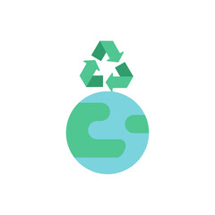 Recycle for planet preservation vector flat color icon. Global ecology and environmental protection. Zero waste campaign. Cartoon style clip art for mobile app. Isolated RGB illustration