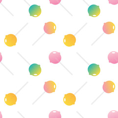 Cute cartoon style colorful lollipops, sugar candy on stick vector seamless pattern background. Confectionery pattern.
