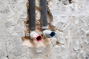 Bathroom overhaul. Installing new hot and cold water pipes outlets