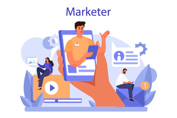 Marketer concept. Advertising and marketing concept. Business strategy