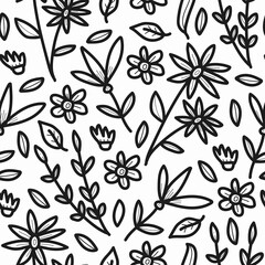 hand drawn kawaii doodle flower cartoon pattern design