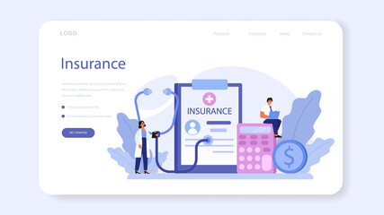 Health insurance web banner or landing page. Idea of security