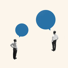 Business concept. Young manager, finance analyst or clerk in office suit isolated on light background. Collage, illustration