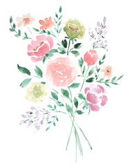 bouquet of watercolor flowers sketch one