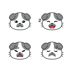 Set of cute cat faces showing different emotions for design.