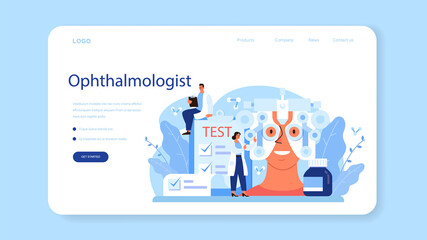 Oculist web banner or landing page. Idea of eye exam and treatment.