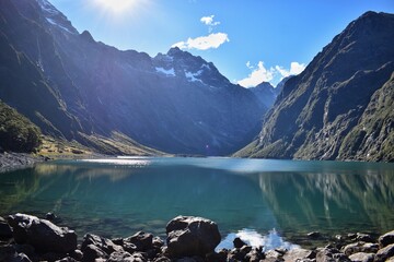 New Zealand, Marian Lake Track is an incredible, 3 hours return alpine hike with breathtaking view in the end. Water of the lake is remarkably clean and if you are lucky, you can see reflection in it.