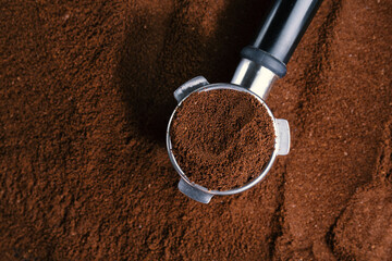 Coffee background with ground coffee