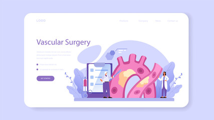 Surgeon web banner or landing page. Doctor performing medical operations