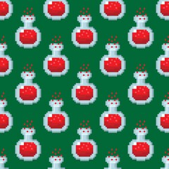 Potion pattern pixel art. Seamless pattern. Pixel art potion pattern.