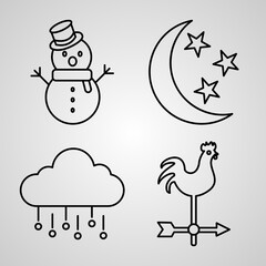Collection of Weather Symbols in Outline Style