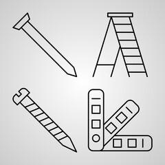 Set of Thin Line Flat Design Icons of Construction