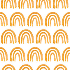 Abstract hand drawn golden arch seamless background. Mid century modern seamless pattern with golden arch.
