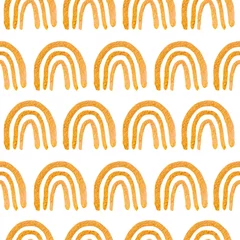 Poster Uit de natuur Abstracte hand getrokken gouden boog naadloze achtergrond. Halverwege de eeuw moderne naadloze patroon met gouden boog.