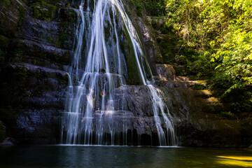 Spring in Gorg De L Olla waterfall in La Garrotxa, Girona, Spain