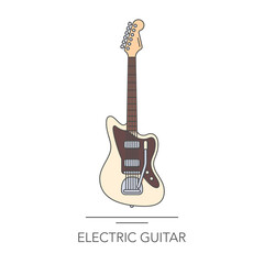 Electric guitar outline colorful icon. Vector illustration