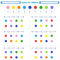  Worksheet for children. Draw the lines according to the arrows indicated in the sample