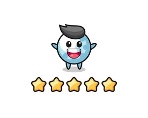 the illustration of customer best rating, golf cute character with 5 stars