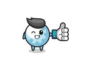 cute golf with social media thumbs up symbol