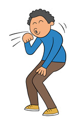 Cartoon man coughing, vector illustration