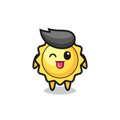 cute sun character in sweet expression while sticking out her tongue