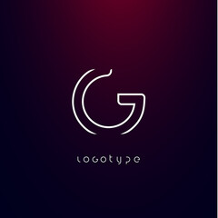 Futurism style letter G. Minimalist type for modern futuristic logo, elegant cyber tech monogram, digital device and hud graphic. Minimal style symbol, vector design