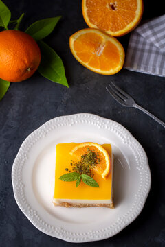A delicious Turkish dessert; Etimek dessert with orange, orange cake, orange milk cake (Turkish name; Portakalli etimek tatlisi)