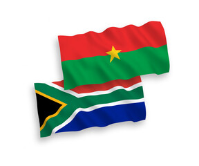 Flags of Burkina Faso and Republic of South Africa on a white background