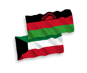 Obraz premium Flags of Malawi and Kuwait on a white background