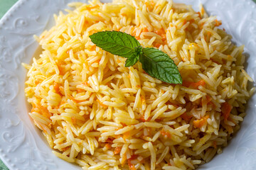 Turkish cuisine; carrot rice pilaf (Turkish name; Havuclu pilav)