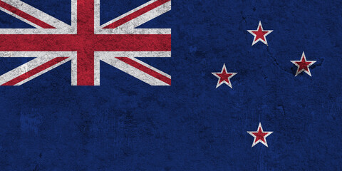 Fahne von Neuseeland auf verwittertem Beton