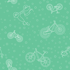 Wrapping paper - Seamless pattern of scooter and bicycle symbols for vector graphic design