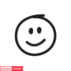 Smile face line icon. Simple outline style. Happy, doodle, sketch, kid, illustration, child, fun, funny, head, emotion concept. Vector illustration isolated on white background. Editable stroke EPS 10