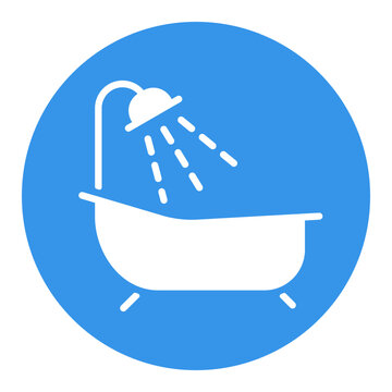 recommend clip art: Bathroom vector glyph icon. Bath with shower sign