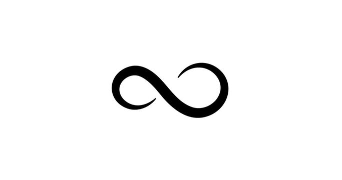 Infinity symbol animation. Loop symbol footage. Different infinity icons in 4k 60 fps. Forever sign animation with editable background.