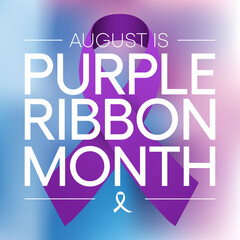 Purple ribbon awareness month is observed every year in August, reminding parents and caregivers about the dangers of leaving children unattended in hot vehicles. Vector illustration.
