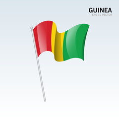 Guinea-Bissau waving flag isolated on gray background