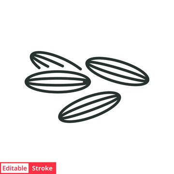 Spice cumin line icon. Simple outline style. Aromatic, brown, caraway, herb, cuisine, seed, diet, slim, nature aroma concept. Vector illustration isolated on white background. Editable stroke EPS 10.