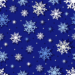 Fototapeta na wymiar Cute snowflakes on a blue. Seamless pattern. Winter background.