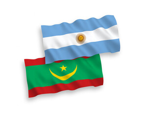 Flags of Islamic Republic of Mauritania and Argentina on a white background