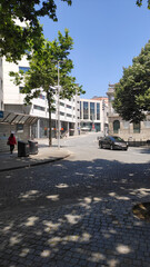 Porto, Portugal - May 30, 2021: The Trindade Square in Porto city, Portugal.