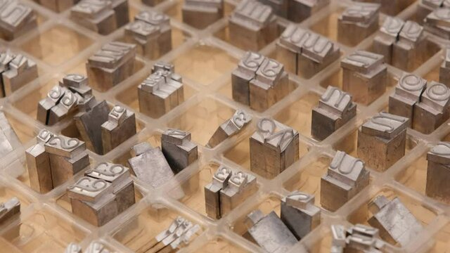 letterpress alphabet and numbers rotating