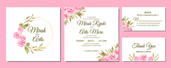 Hand painted of floral watercolor wedding invitation 