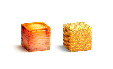 Blank caramel and honey cube mockup, isolated