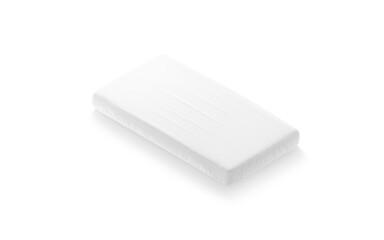 Blank white rectangle crib sheet mockup, side view