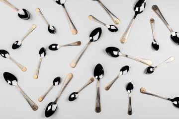 Background of cutlery, set of cutlery on white background
