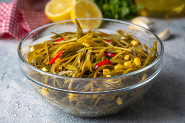 Rock Grove (Crithmum maritimum) Salad.Turkish cuisine appetizer types. Pickled samphire salad...