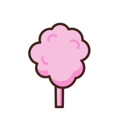 Anime style cartoon sweet food. Cotton candy emoji vector character.
