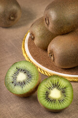 Fresh sliced kiwi on the table