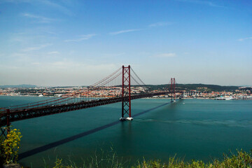 panoramic view of the bridge on April 25 in Portugal